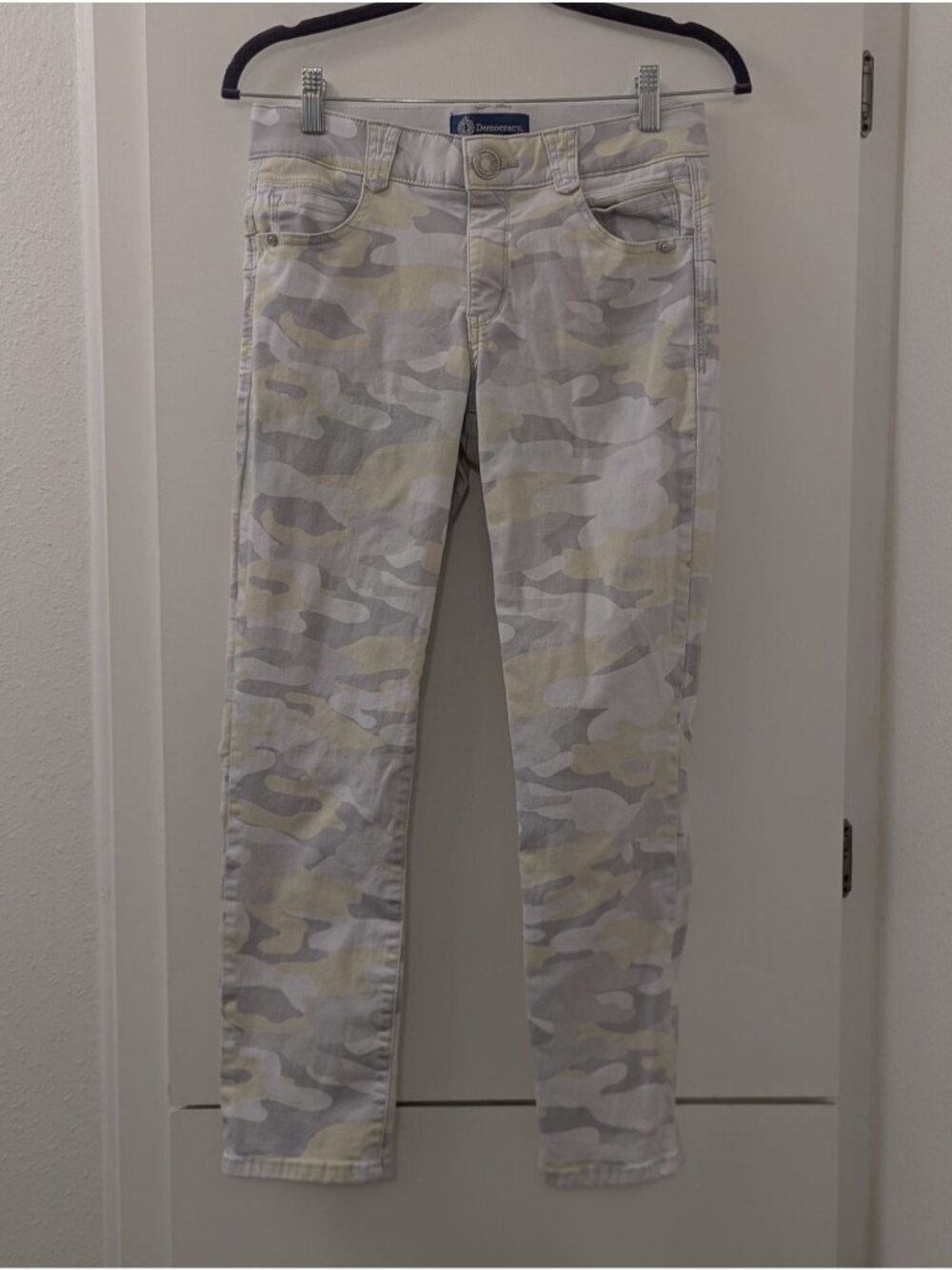 Democracy Womens Camo Ankle Skinny Jeans Size 4 "Ab"solution Beige Gray